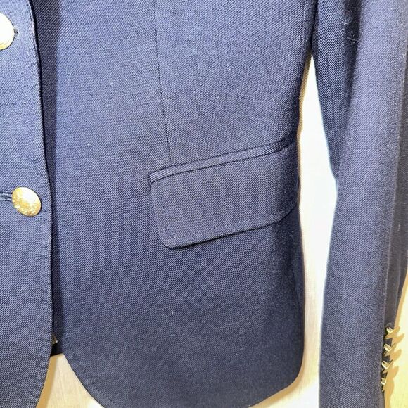 J.Crew Blazer Womens Size 00 Mercantile schoolboy Navy Blue jacket Wool Blend - Picture 4 of 12